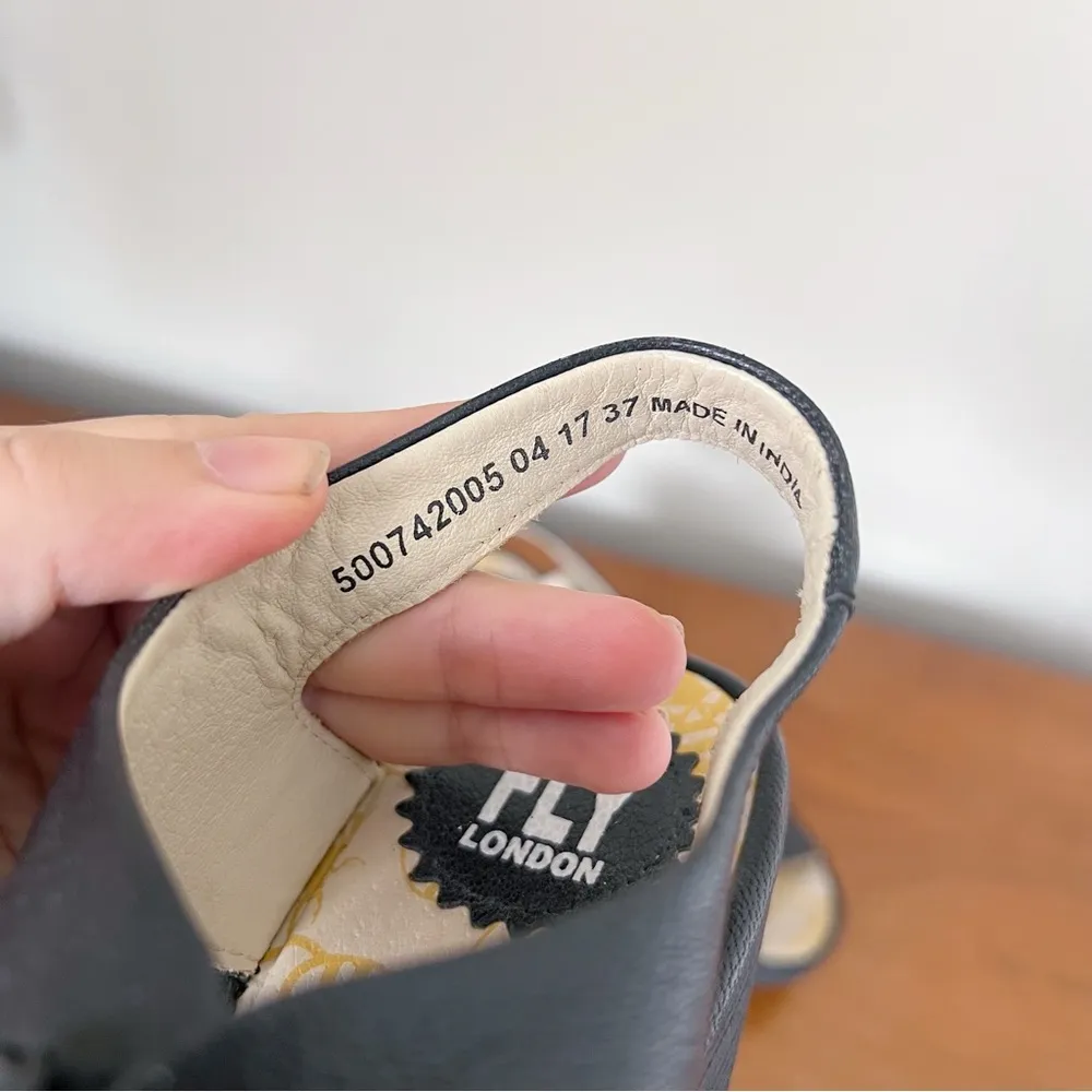 Fly London • Ylva Wedge Sandal black leather lace up gladiator platform open toe - Image 4