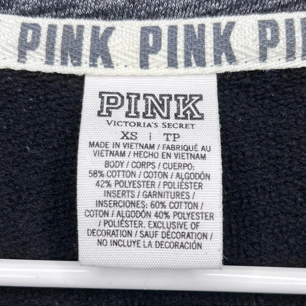 PINK VICTORIA’S SECRET Charcoal Gray Black Half Zip Pullover XS Love Pink - Image 13