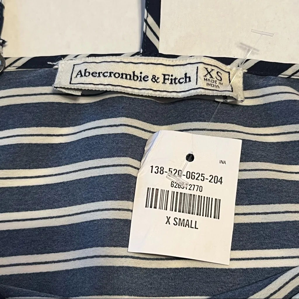 Abercrombie & Fitch Women SZ XS Blue White Peplum Tank T-Back Summer Coastal NEW - Image 2