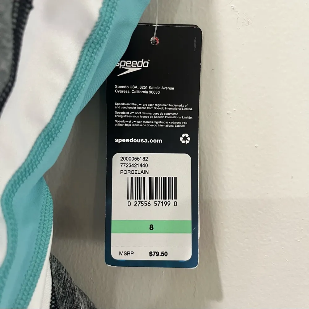 NEW SPEEDO QUANTUM FUSION SPLICE ONE PIECE SWIMSUIT WOMENS HEATHER BLUE SIZE 8 - Image 5