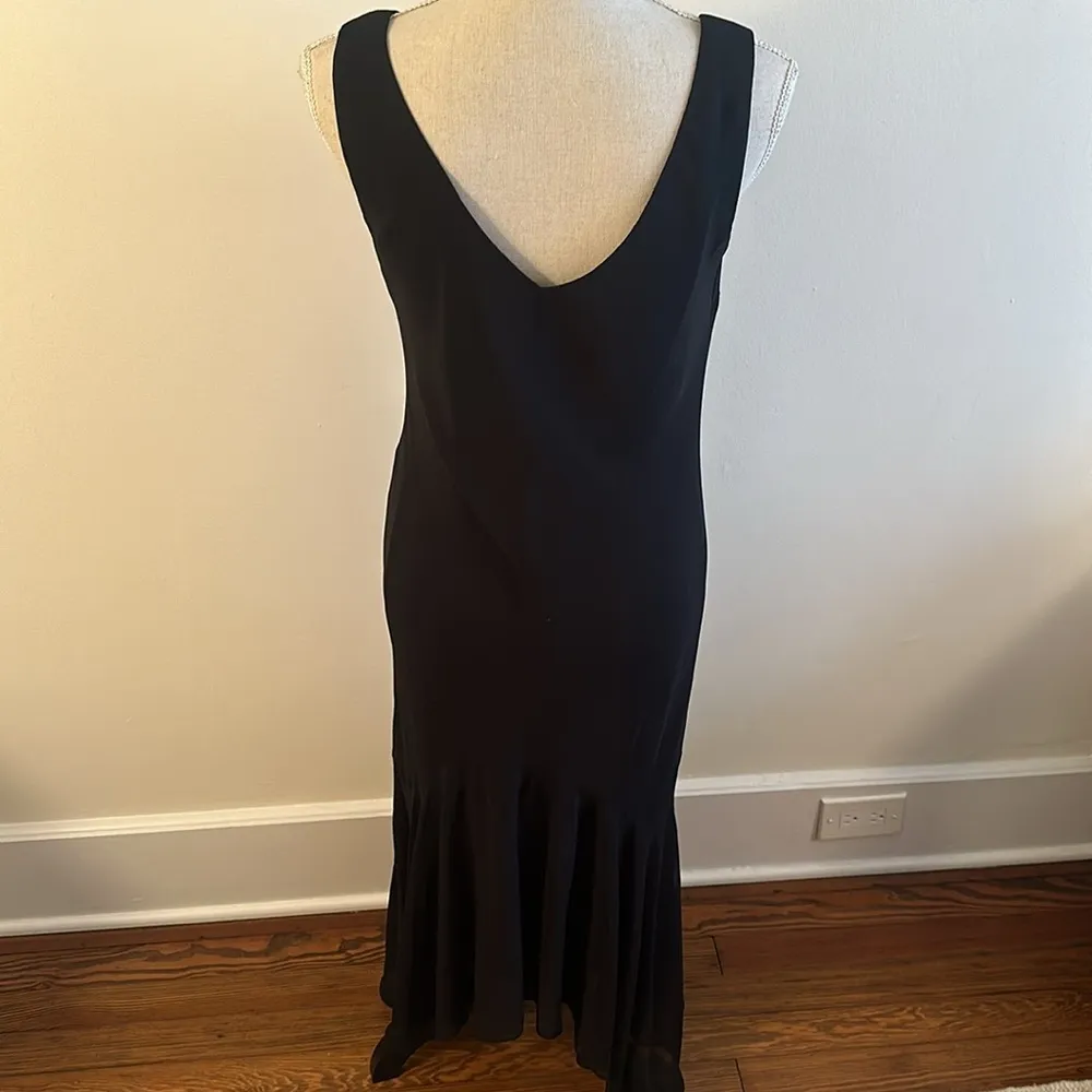 Black Embroidered Floral Evening Gown 90s Y2K size 12 Pink - Image 5