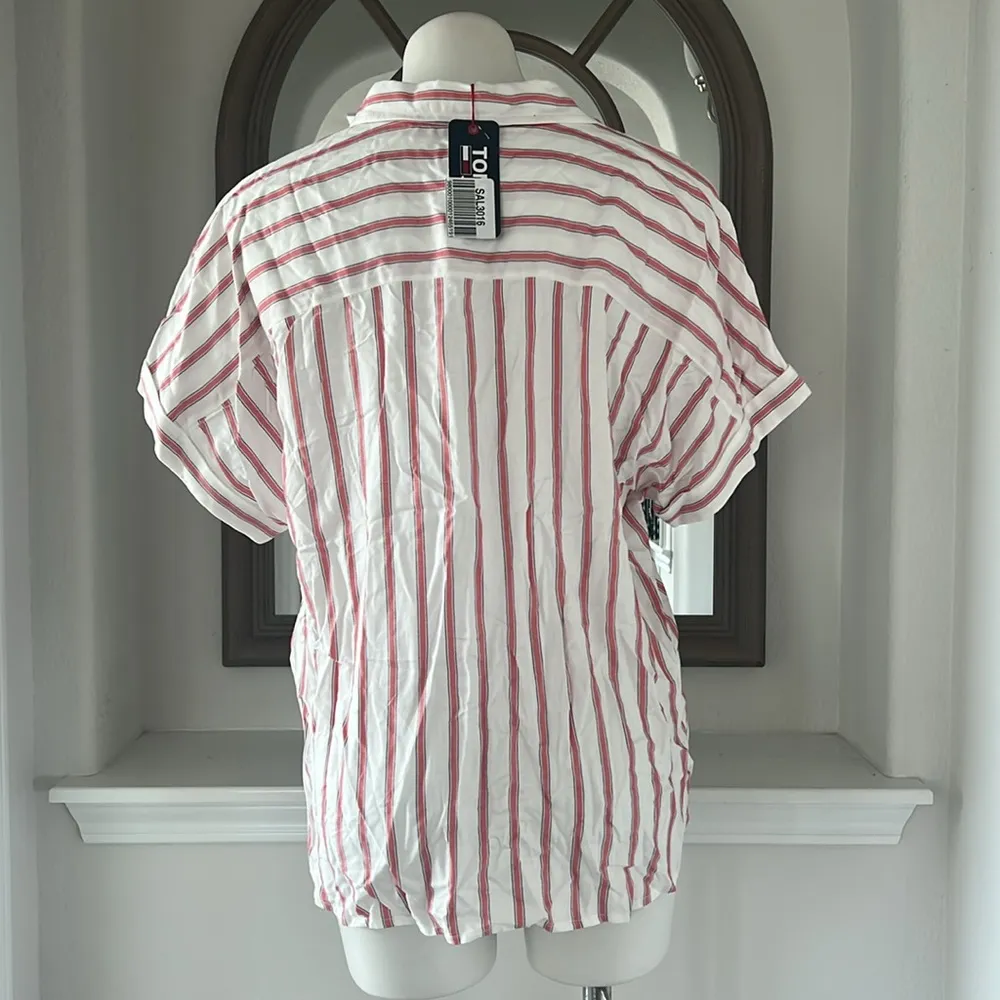 Tommy Jeans Striped Button Front Top Stapler Stripe, Size XL New w/Tag $69 - Image 8