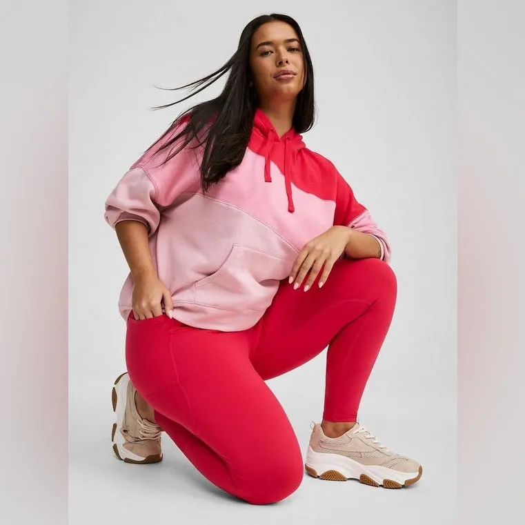 Torrid Pink Colorblock Valentine Cozy Fleece Relaxed Hoodie Sweatshirt - size 2 - Image 9