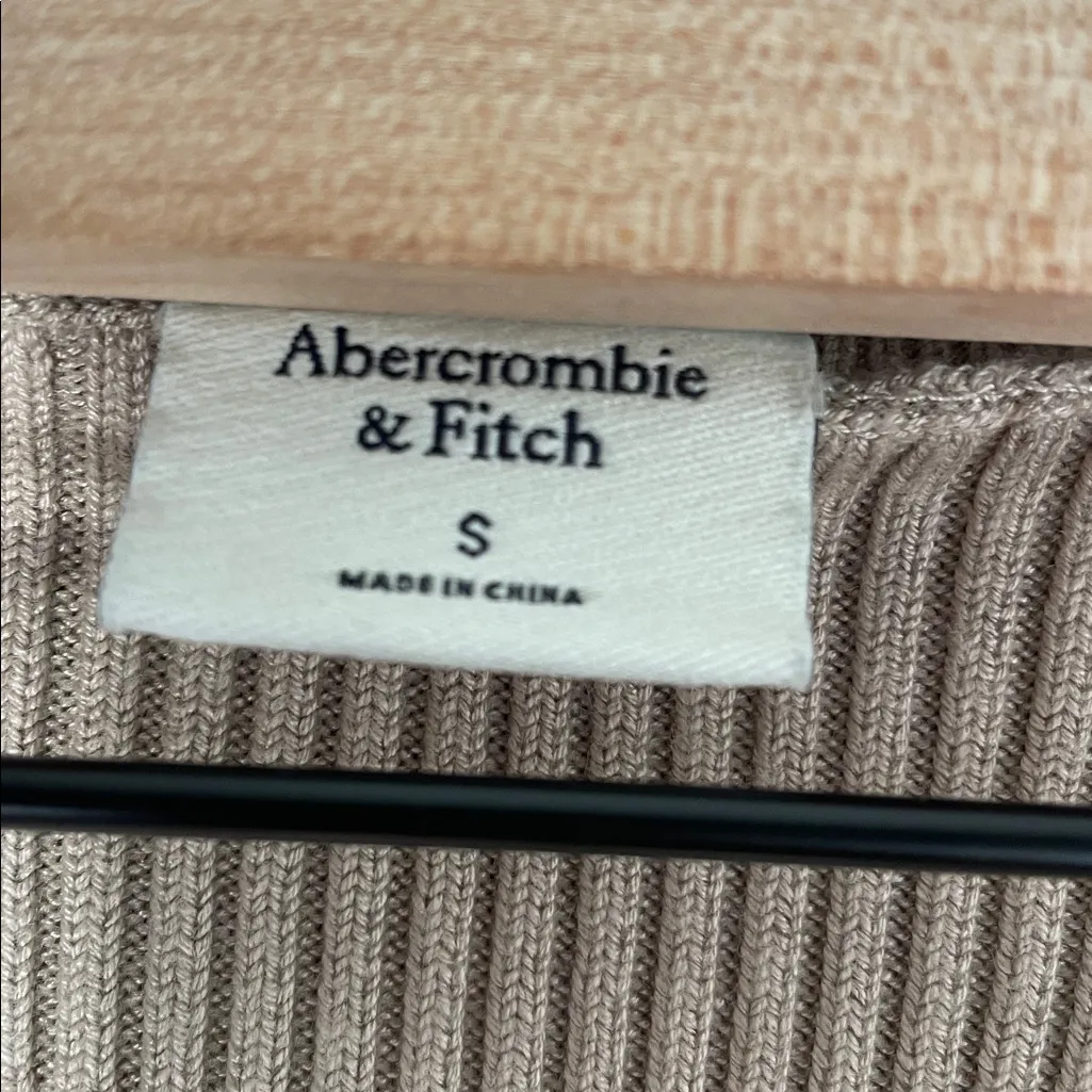 A&F Ribbed Beige Scoop Neck Long Sleeve Sweater - Image 2