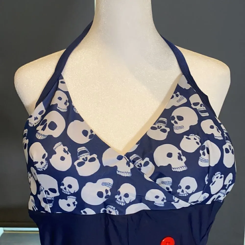 Women’s One Piece Swimsuit Halter Neck Size 4 NWOT Blue - Image 2