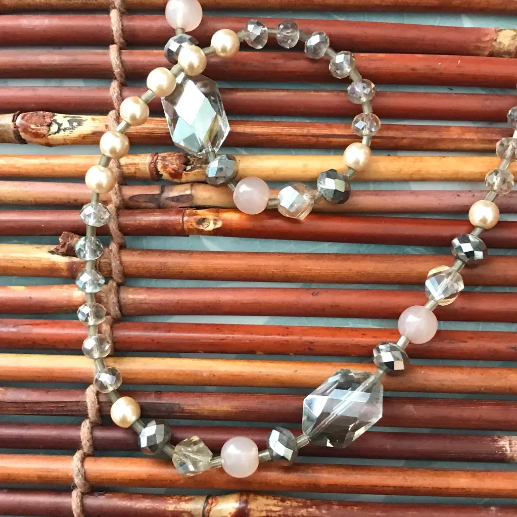 White House Black Market Glass & Faux Pearl Long Necklace - Image 6