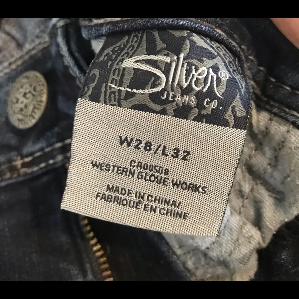 Silver Western Suki Surplus Boot Cut Mid Rise Distressed stretch Jeans womens 28 - Image 10