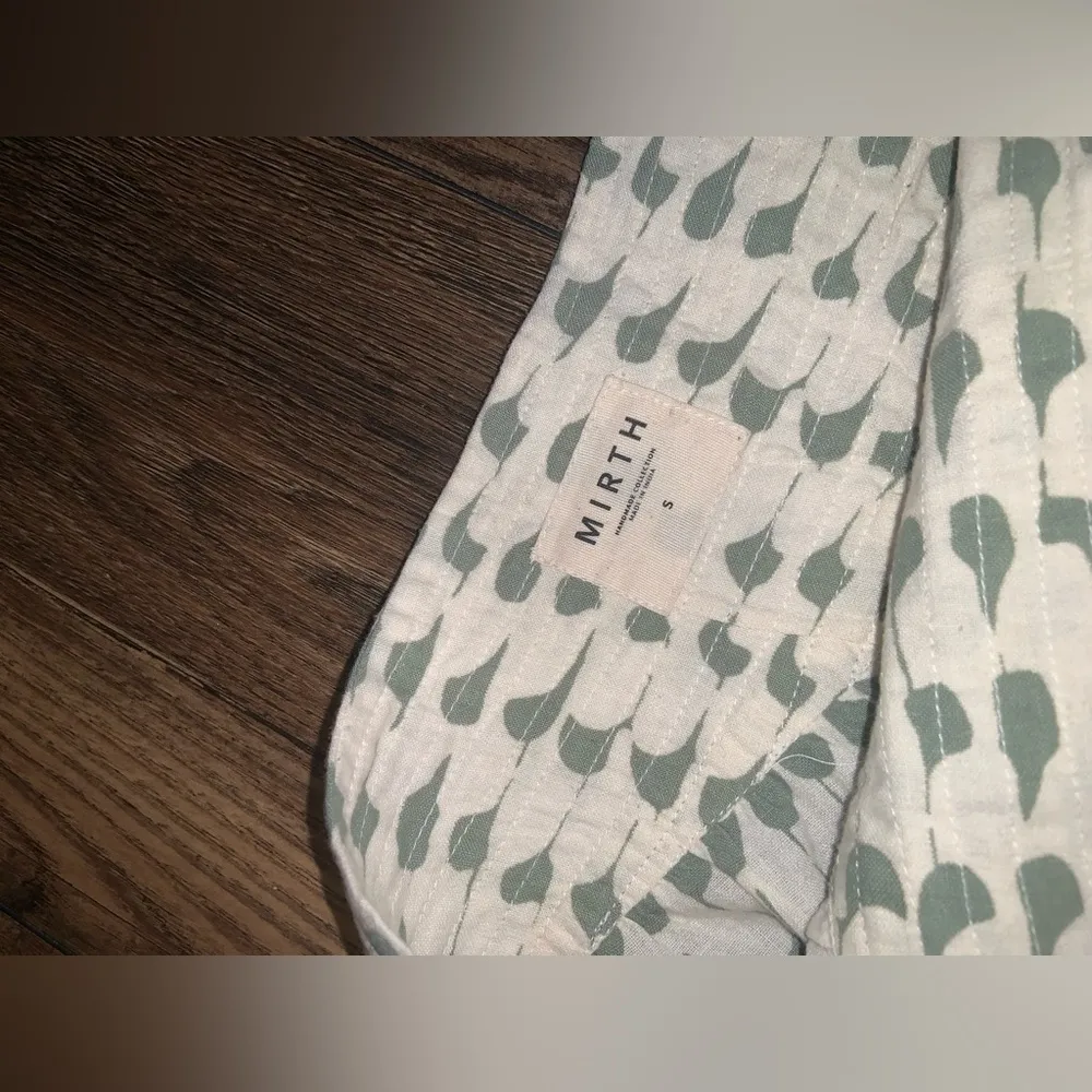 MIRTH Green white high waisted embroidered shorts cotton classic spring boho S Black - Image 3