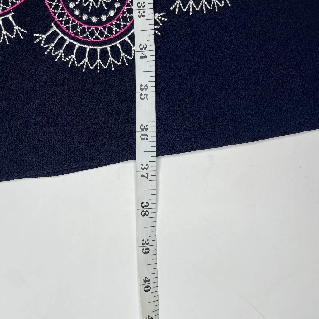 Navy Blue Paisley Embroidered Shift Dress Career Officesiren Sz 10 Work - Image 10