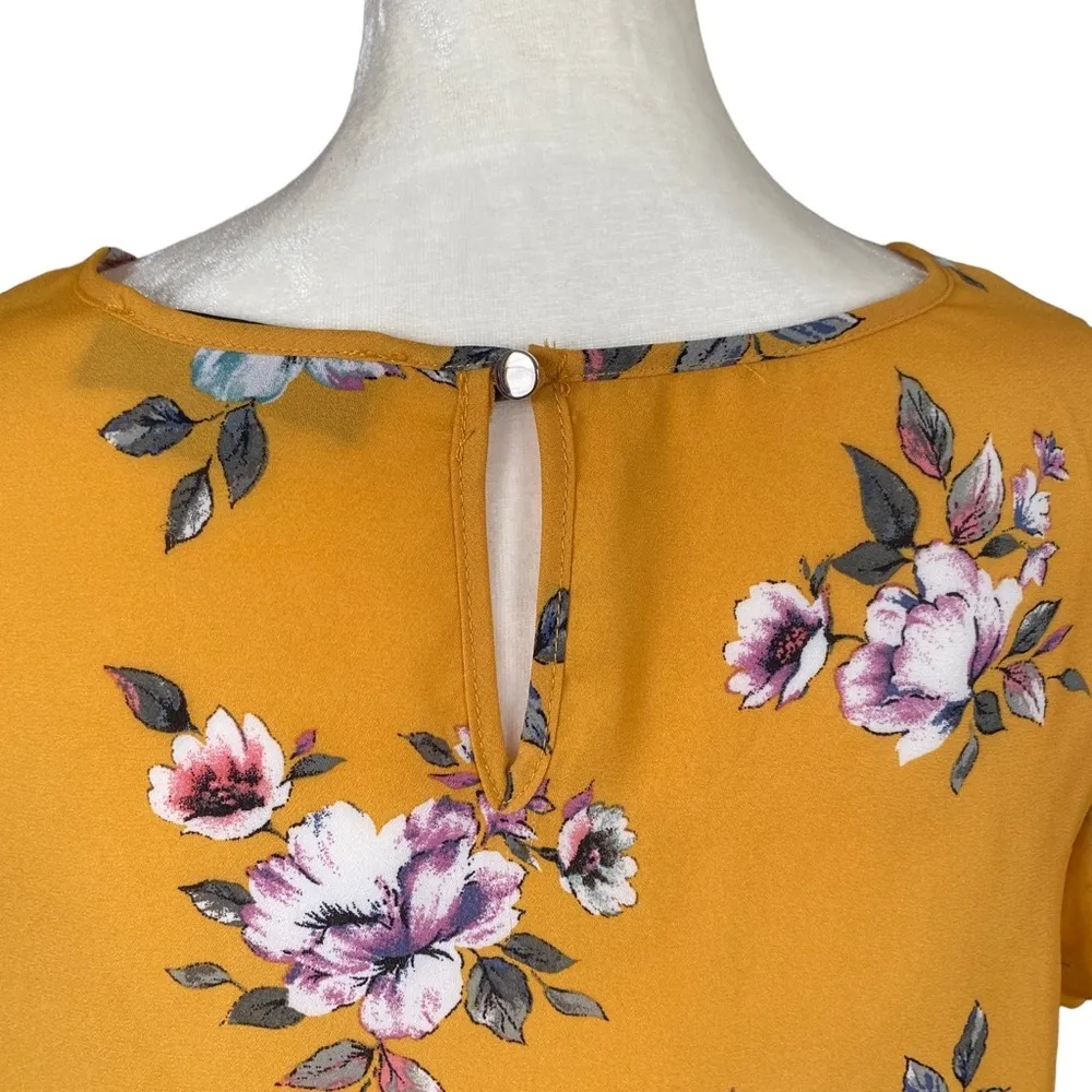 Alice Blue women’s size M yellow floral blouse lightweight sheer spring summer - Image 6