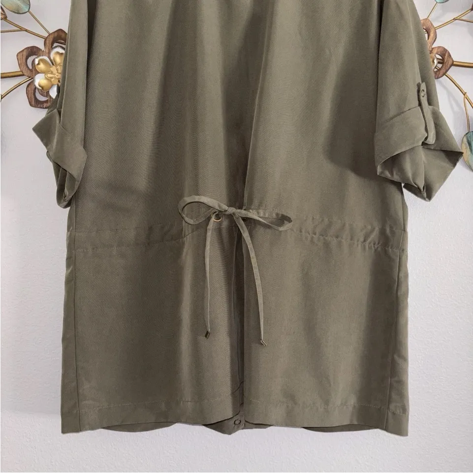Chico's Womens Olive Green Short Sleeve Snap Button Jacket Size 2 Large - Image 7