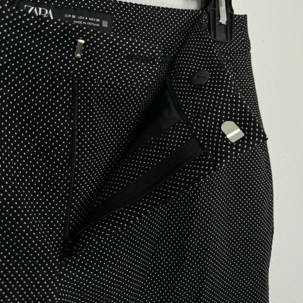 NWT ZARA Micro Polka Dot Dress Pants Trousers Size 4 Black White 30x27.5 Ankle - Image 5
