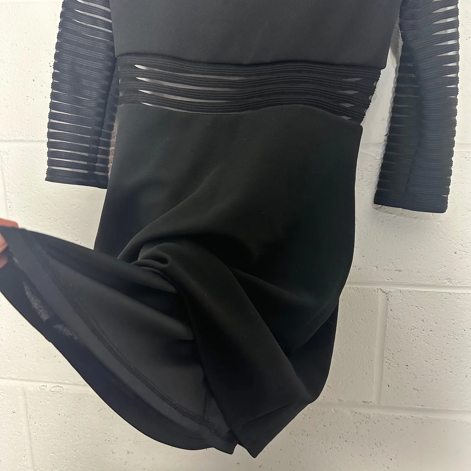 LuLu's‎ Black Sheer Striped Long Sleeve Bodycon Cocktail Party Dress - M - Image 5