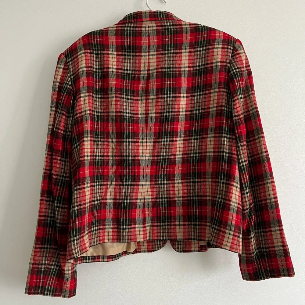 Vintage N Touch Plaid Wool Zip Up Jacket Red Size 14 - Image 5