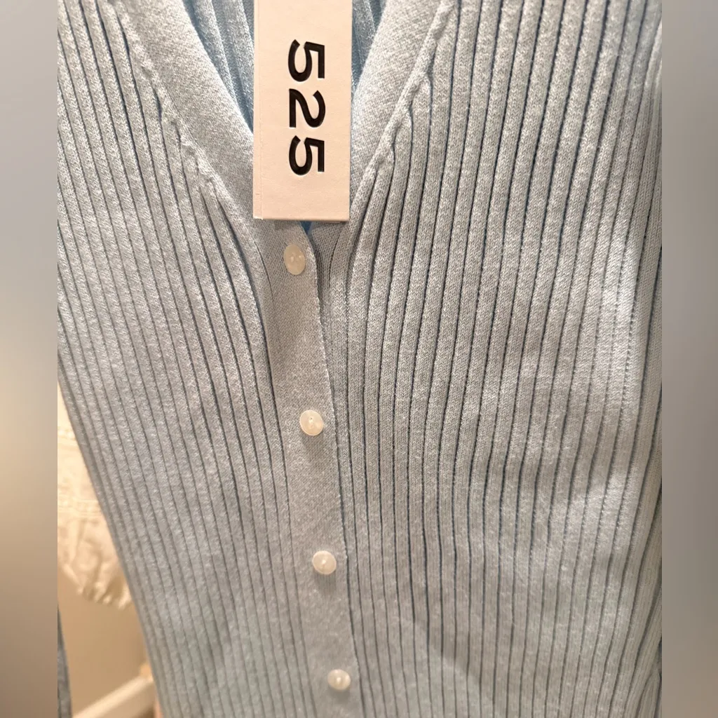 NWT revolve 525 AmericaRibbed Knit Button Down Cardigan Midi Dress Blue medium - Image 5