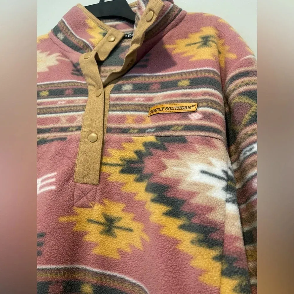 Simply Southern Boho Western Coastal Cowgirl Simply Fleece 1/4 button pullover - Image 5