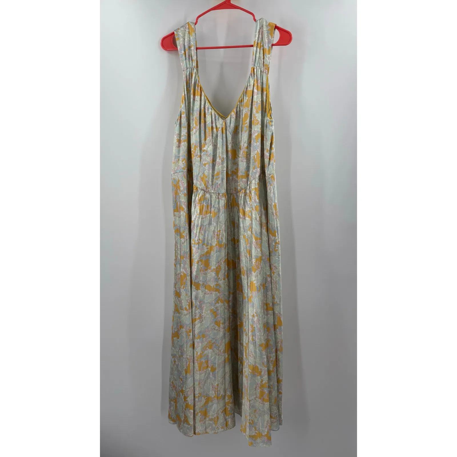 Vince Dress Women’s Size 2X NEW Lotus V-Neck Pleated Slip Floral Midi Satin NWOT - Image 14