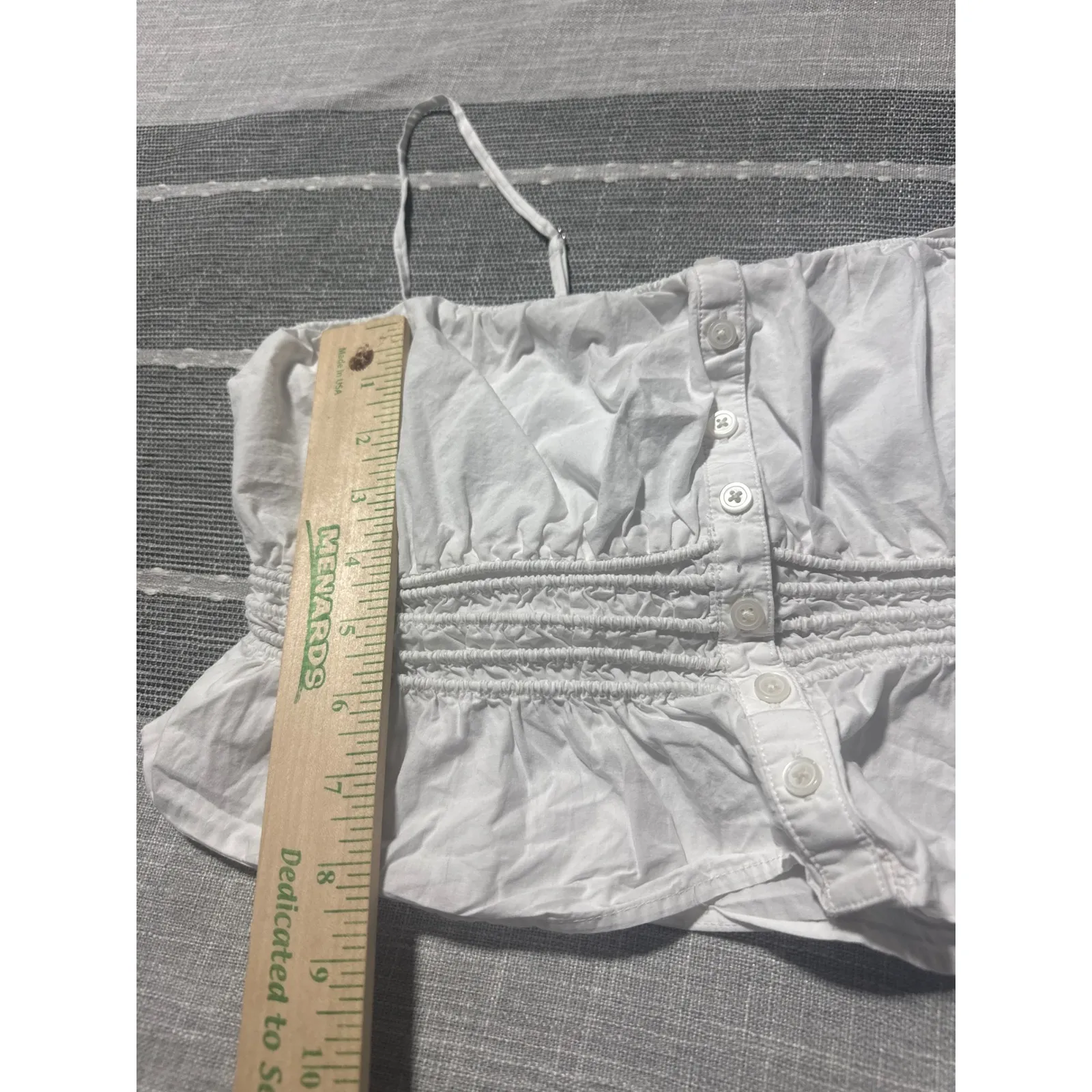 Madewell white Smocked Button Front Crop Top Camisole Spaghetti Strap medium - Image 2