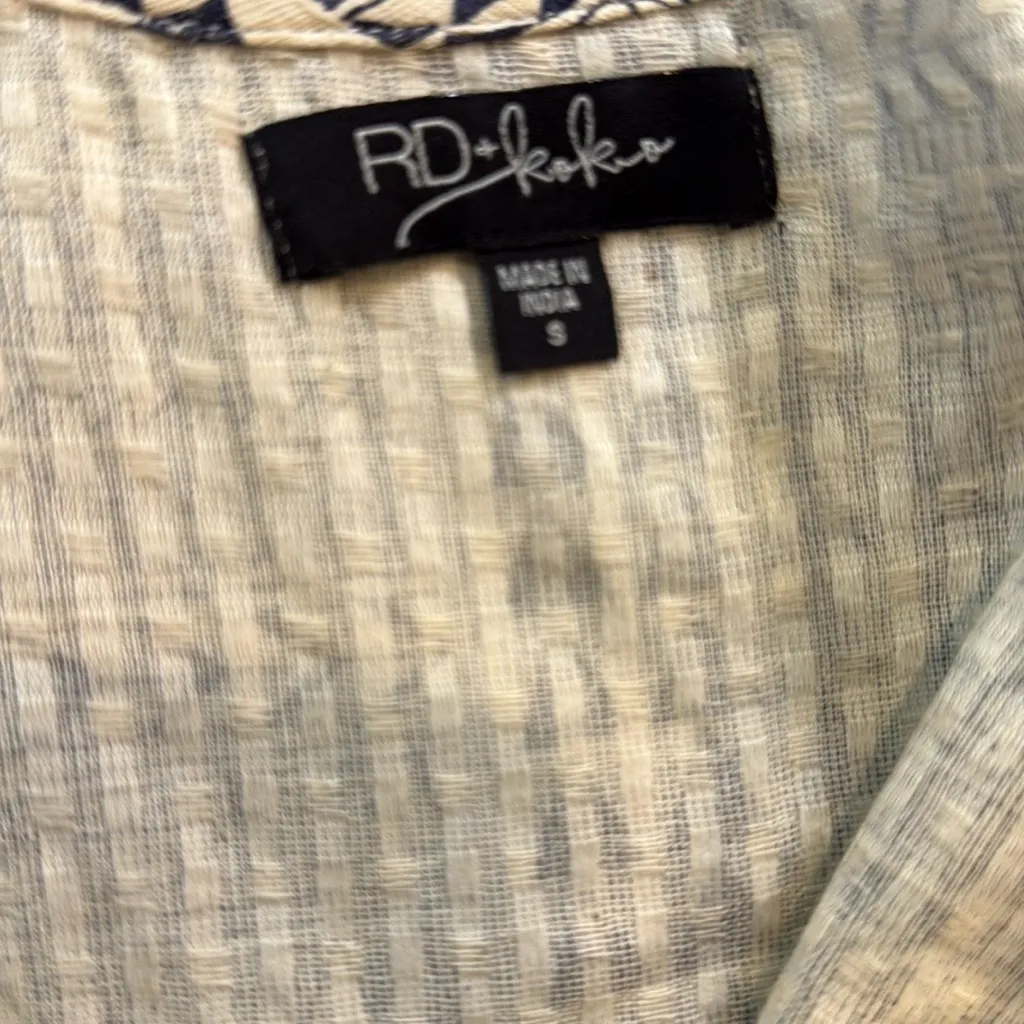 RD + Koko Anthropology Aztec Sleeveless Peplum Tunic, size small Tan - Image 2