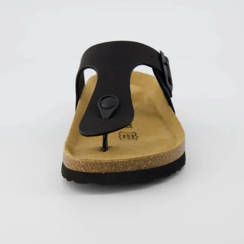 Cushionaire Leah Cork Footbrd Thong Sandals in Black - Image 4