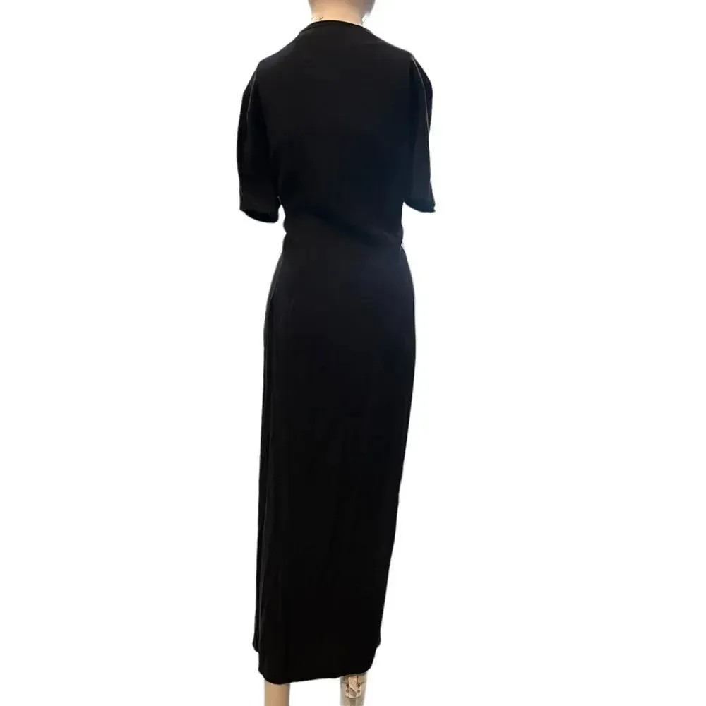 Vintage 90s Halston Button Down Shirt Dress Size 12 Long Navy Blue Maxi Dress‎ - Image 4