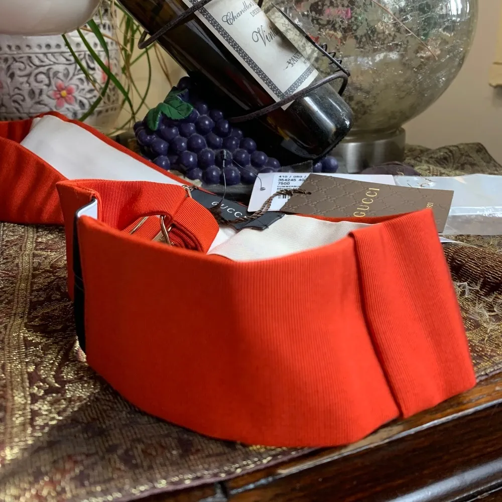 SALE🔥Authentic GUCCI wool/Silk stretchable tuxedo cummerbund buckle belt - Image 4