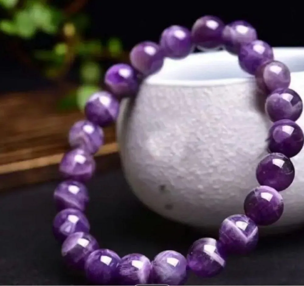 Natural  Quartz Bracelet-Purple Gemstone Bracelet, Crystal Beads - Image 5