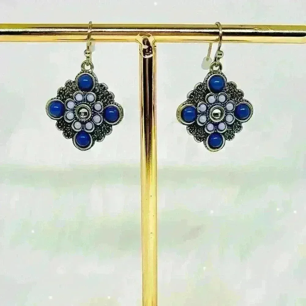 Vintage Boho Shades of Blue Statement earrings - Image 3