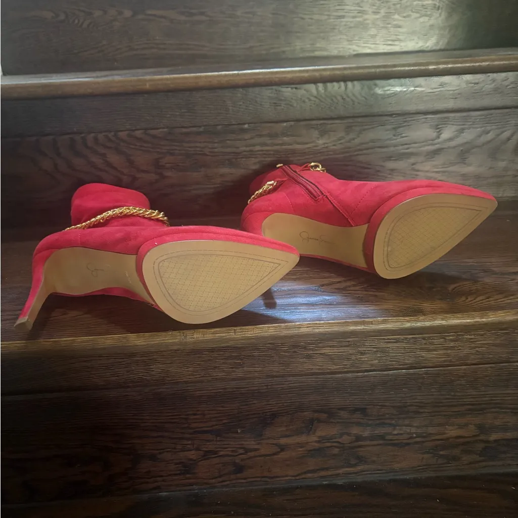 New Jessica Simpson Womens Bootie Valyn Faux Suede Ankle Wicked Red Size 7 - Image 7