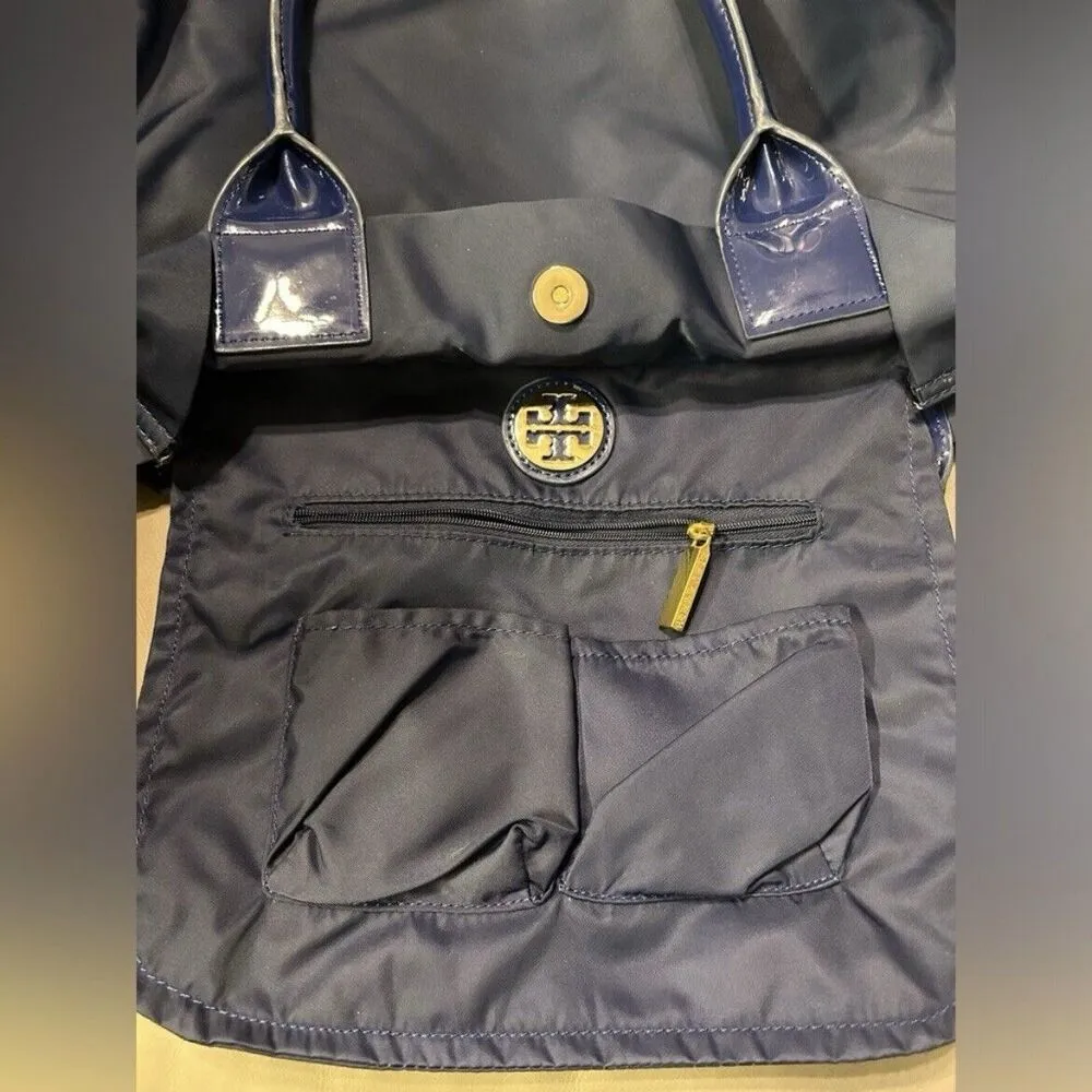 Tory Burch Large Navy Blue Ella Tote Bag nylon patent - Image 14