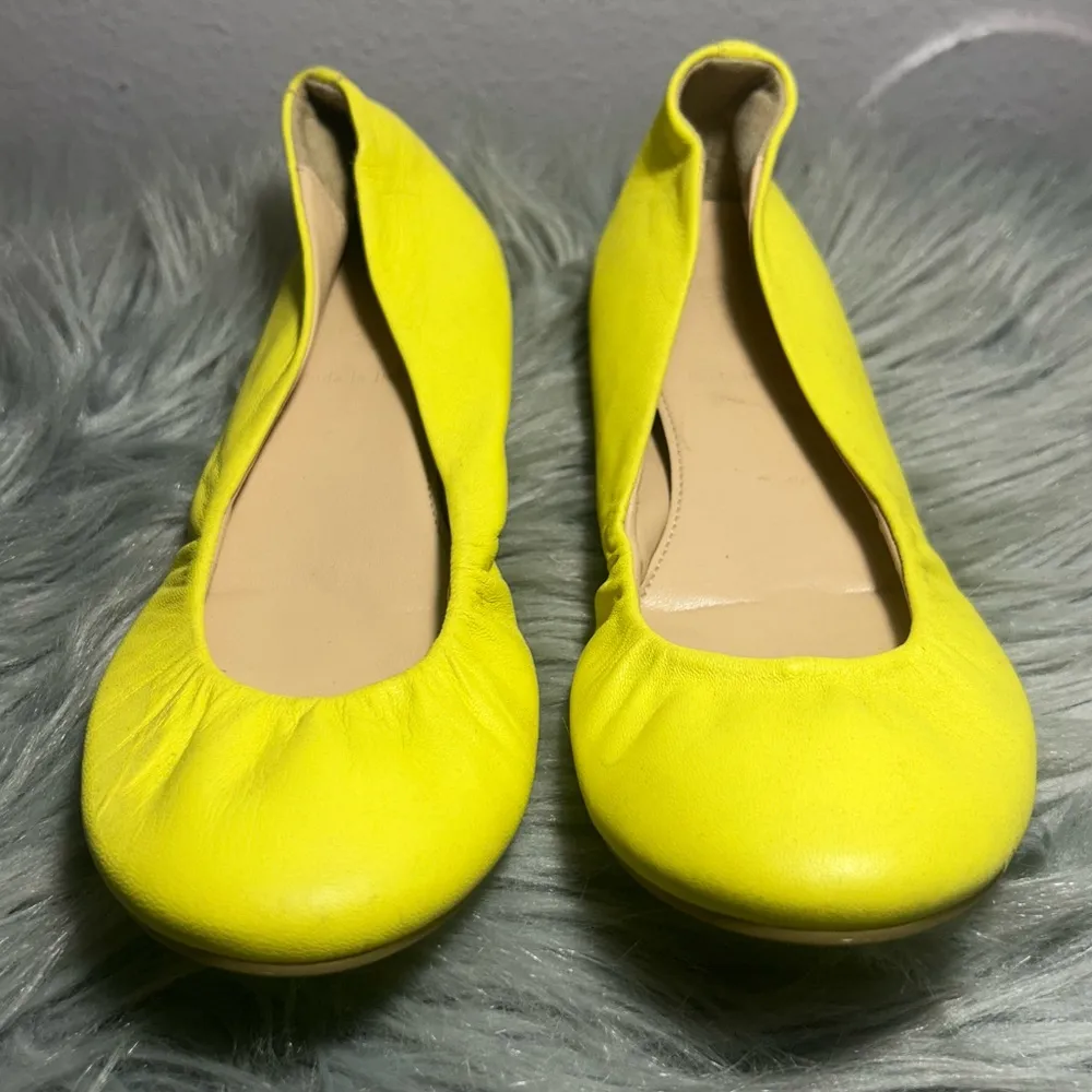 J.Crew Cece Ballet Flats Made Italy Leather Vibrant Yellow Ballet Flats Size 6 - Image 6