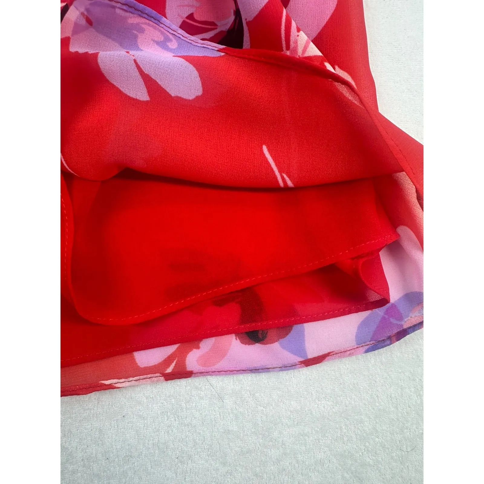 NWT Calvin Klein Button Down Red Floral Blouse - Size Medium - Image 13