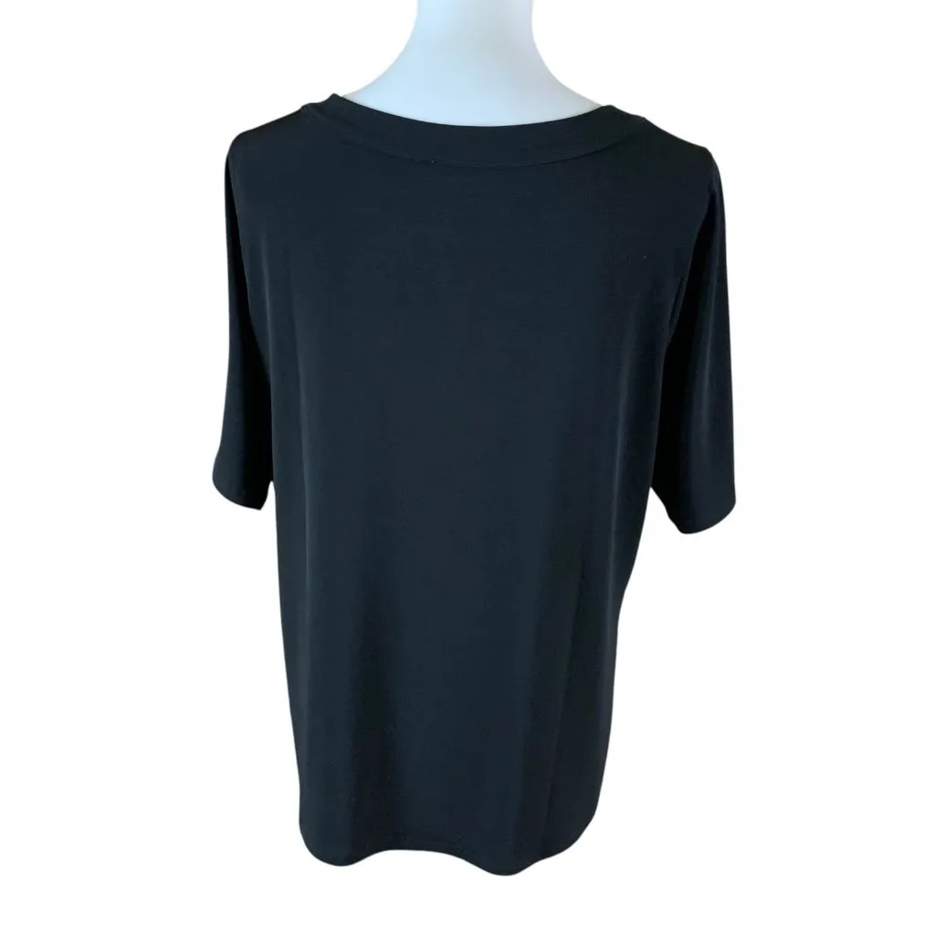 Universal Standard Black Minimalist Stretch Crew Neck Basic Tee Shirt Small - Image 2