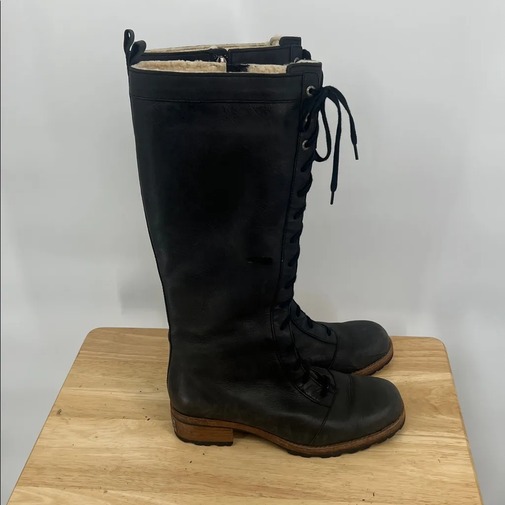 Ugg Brock 5517 Black Lace Up Leather Boots - Image 5