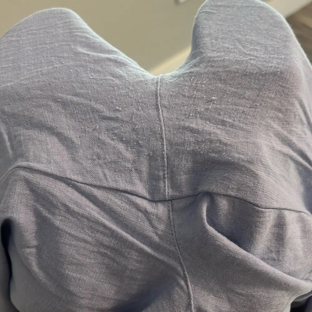 Abercrombie & Fitch Women Sz LARGE BlUE Linen Blend Wide Leg Pull On Pants #122 - Image 2