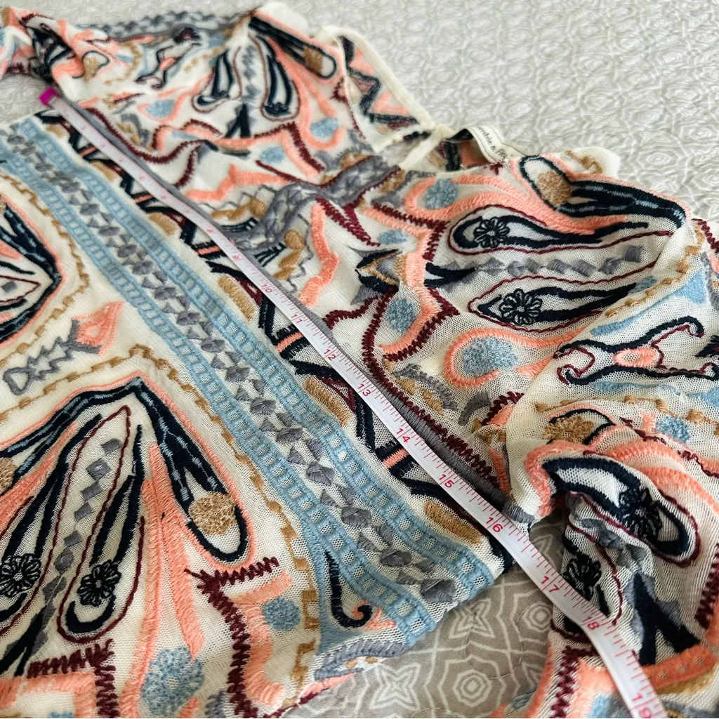 NEW! Abercrombie & Fitch Embroidered Mesh Long Sleeve Top Boho Artsy Size XS - Image 6