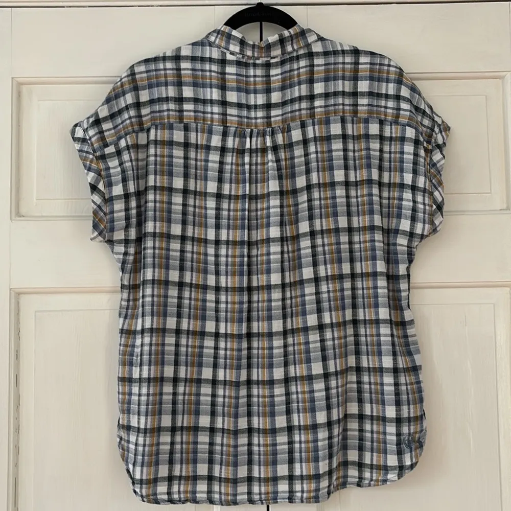 Kuhl Women’s Short Sleeve Wylde Shirt Size Large Flint Blue Button Up‎ Top Plaid - Image 8