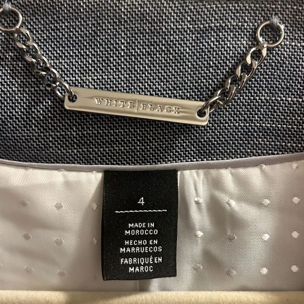 ✨White House Black Market Drape Ruffle Sz 4 Marled Blue Jacket Blazer✨ - Image 9