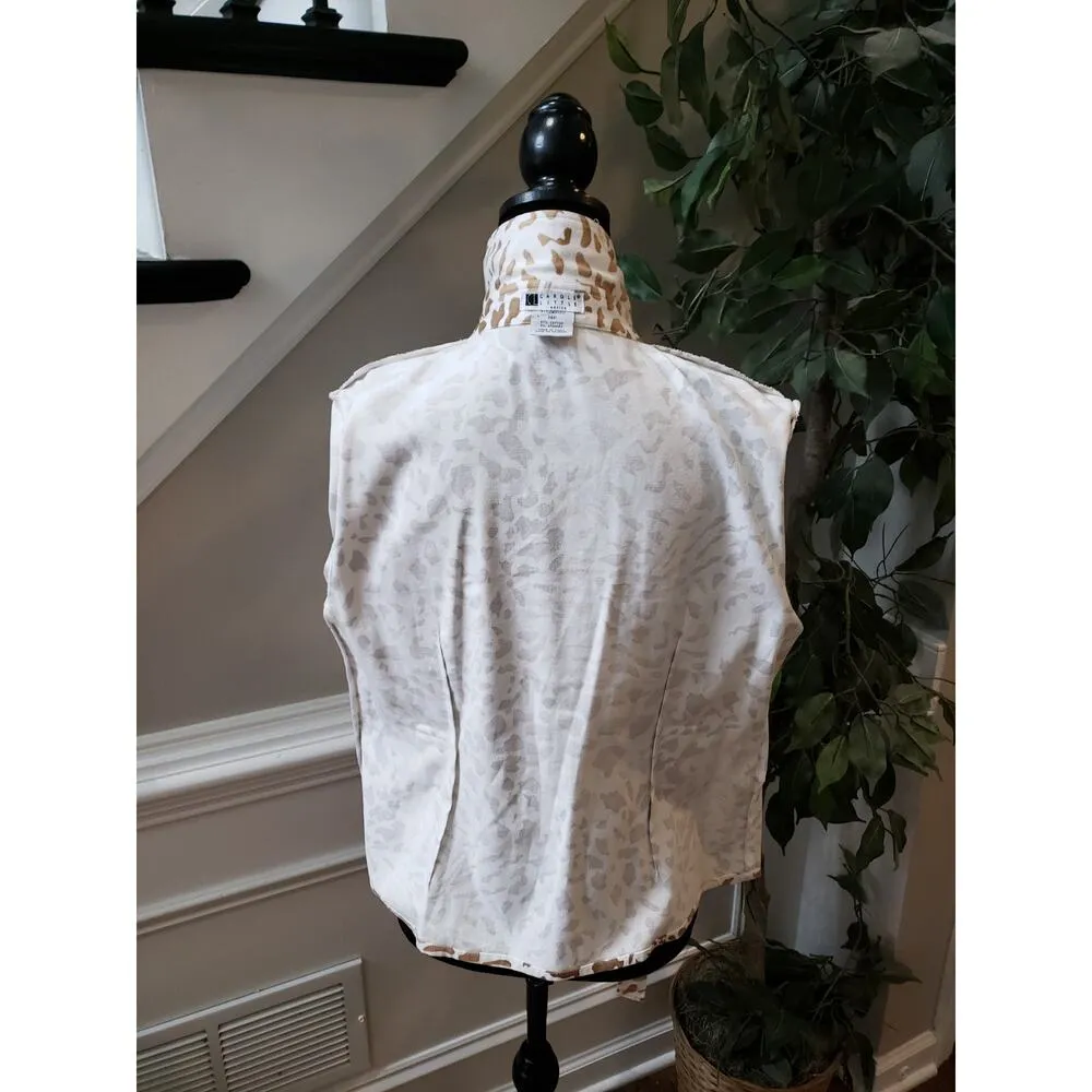 Carole Little Women's Size 14p White/Brown Jacket Tie Belt Pockets Animal Print Brown - Image 9