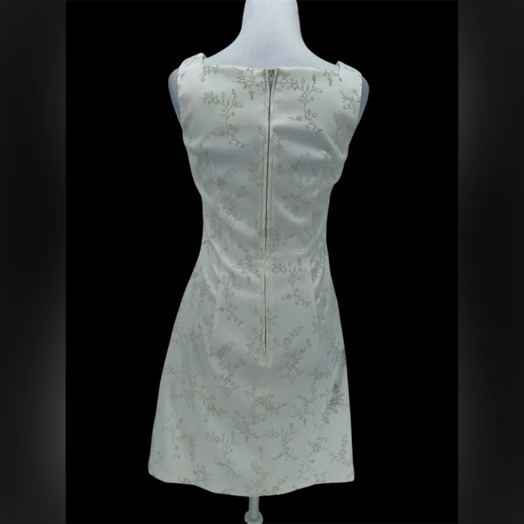 Jodi Kristopher Vintage Ivory Floral Cocktail Mini Dress Size 3/4 XS - Image 5