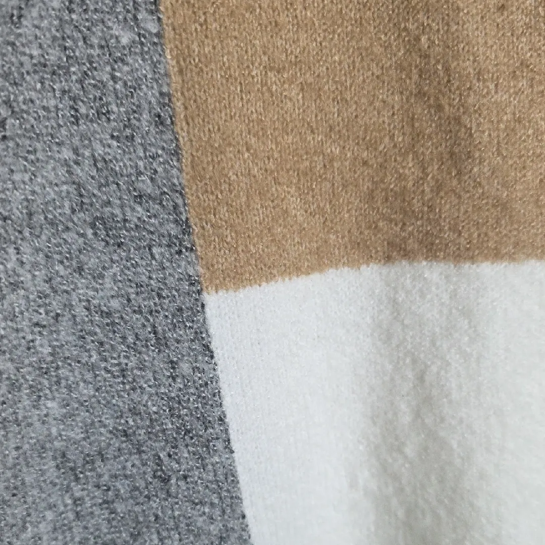 Blu Pepper Color-Block Sweater Tie Back Relaxed Brown Gray White Womens Size M/L - Image 4