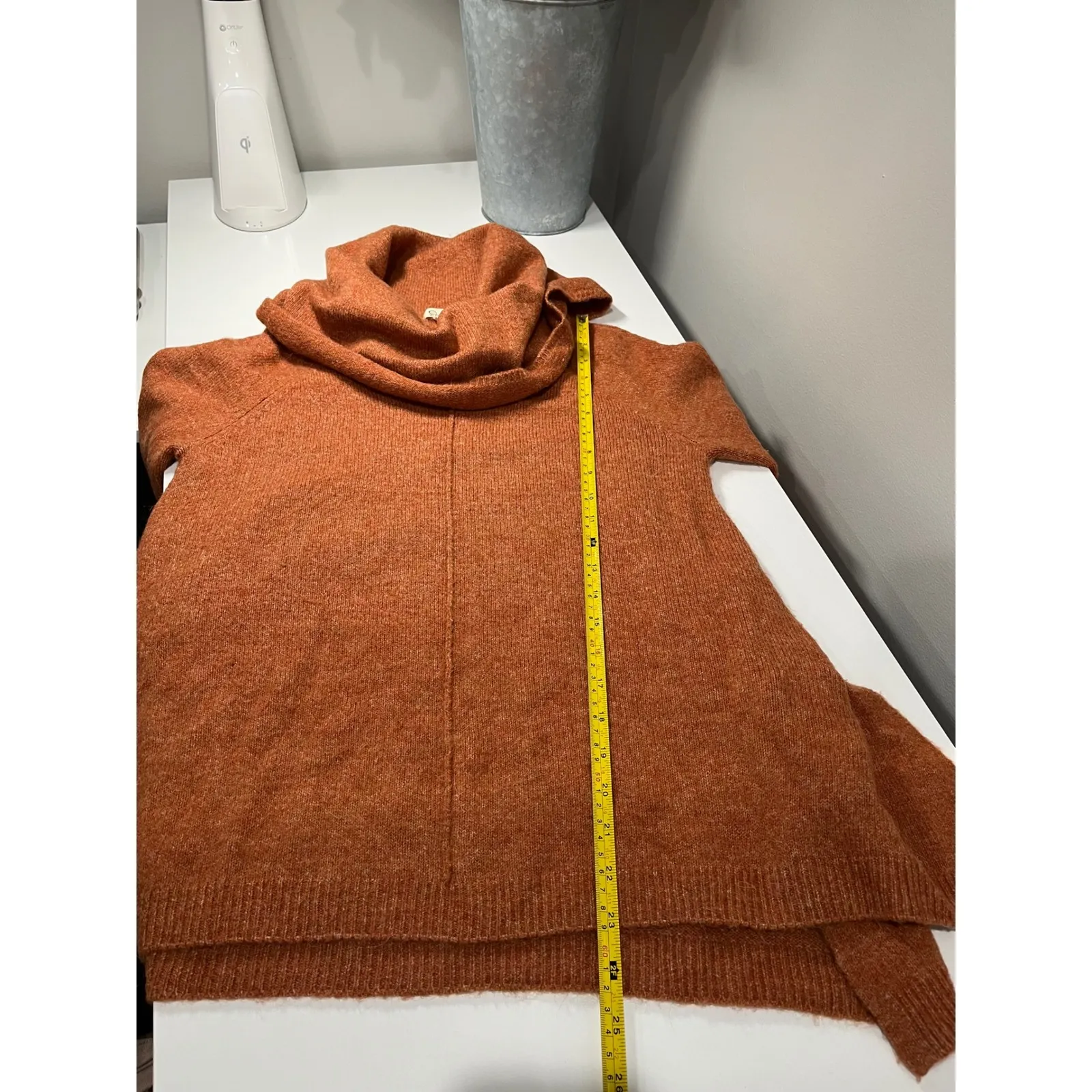 Jessica Simpson Cowl Neck Sweater Orange Heathered Knit Women's XS Alpaca Blend - Image 7
