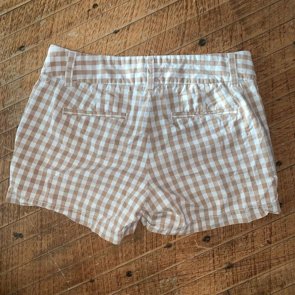 J Crew brown & cream lightweight check flat front preppy shorts Tan Size 2 - Image 3