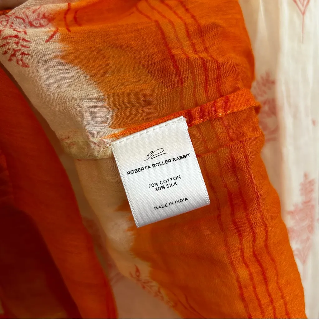 Roberta Roller Rabbit for Gorsuch White/Orange Silk/Cotton Tunic Blouse Medium - Image 12