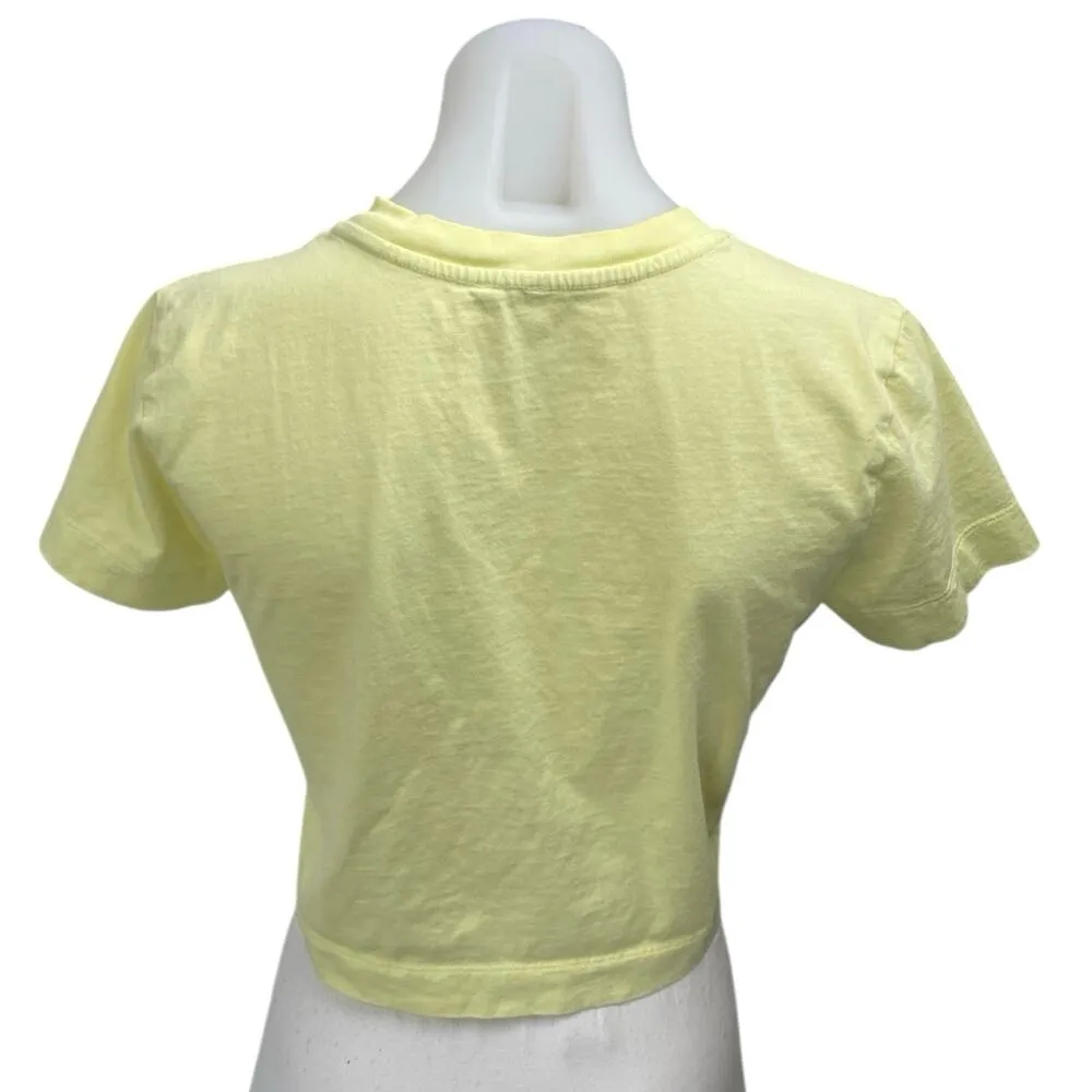 Zara Women's Yellow Short sleeve Crew Neck Slim Fit Crop Tee T-shirt Top Size M - Image 2