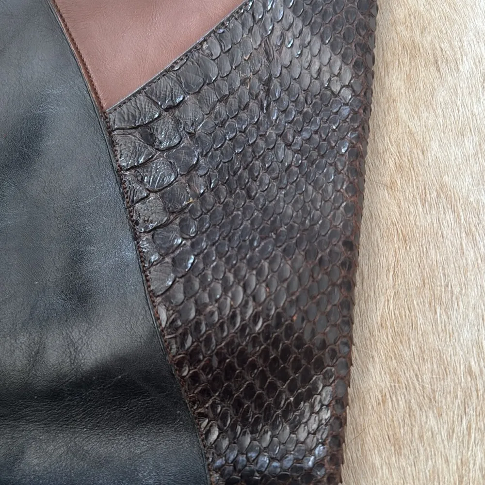 S Serena luxury leather and snakeskin boots Brown and Black size or is size 7 - Image 9