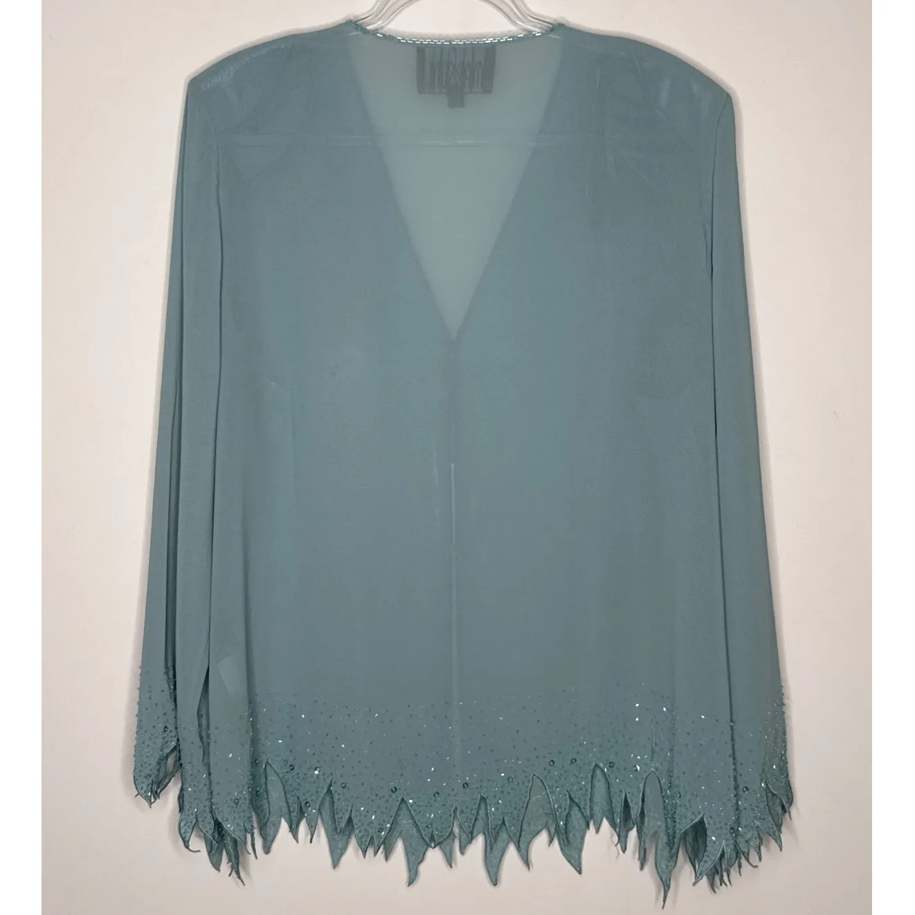 Vintage 1990s Marson Mint Beaded Chiffon 2 - Image 9