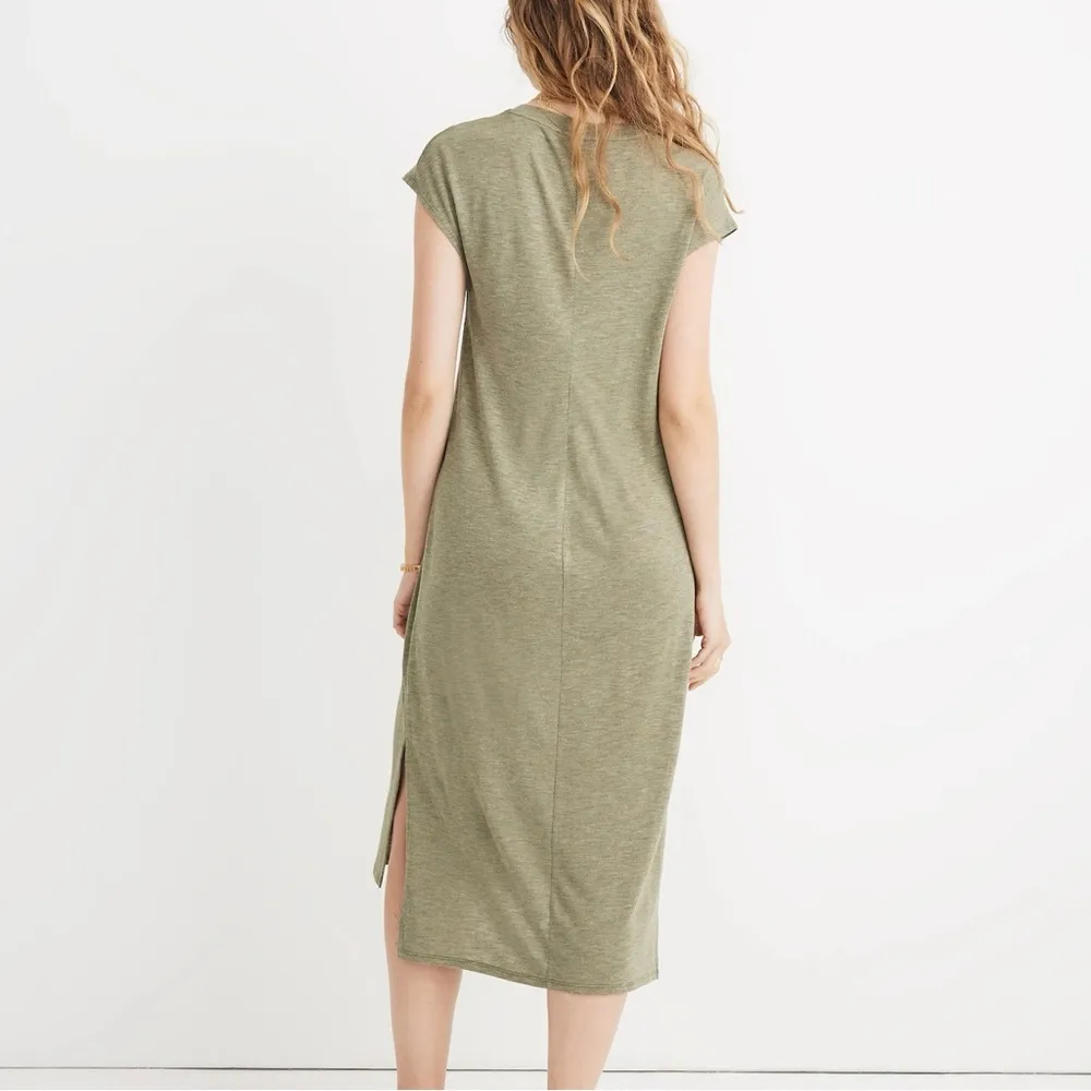 Madewell Muscle Cap Sleeve Knit Midi Dress in Sweet Pine Heather Green Small - Image 2