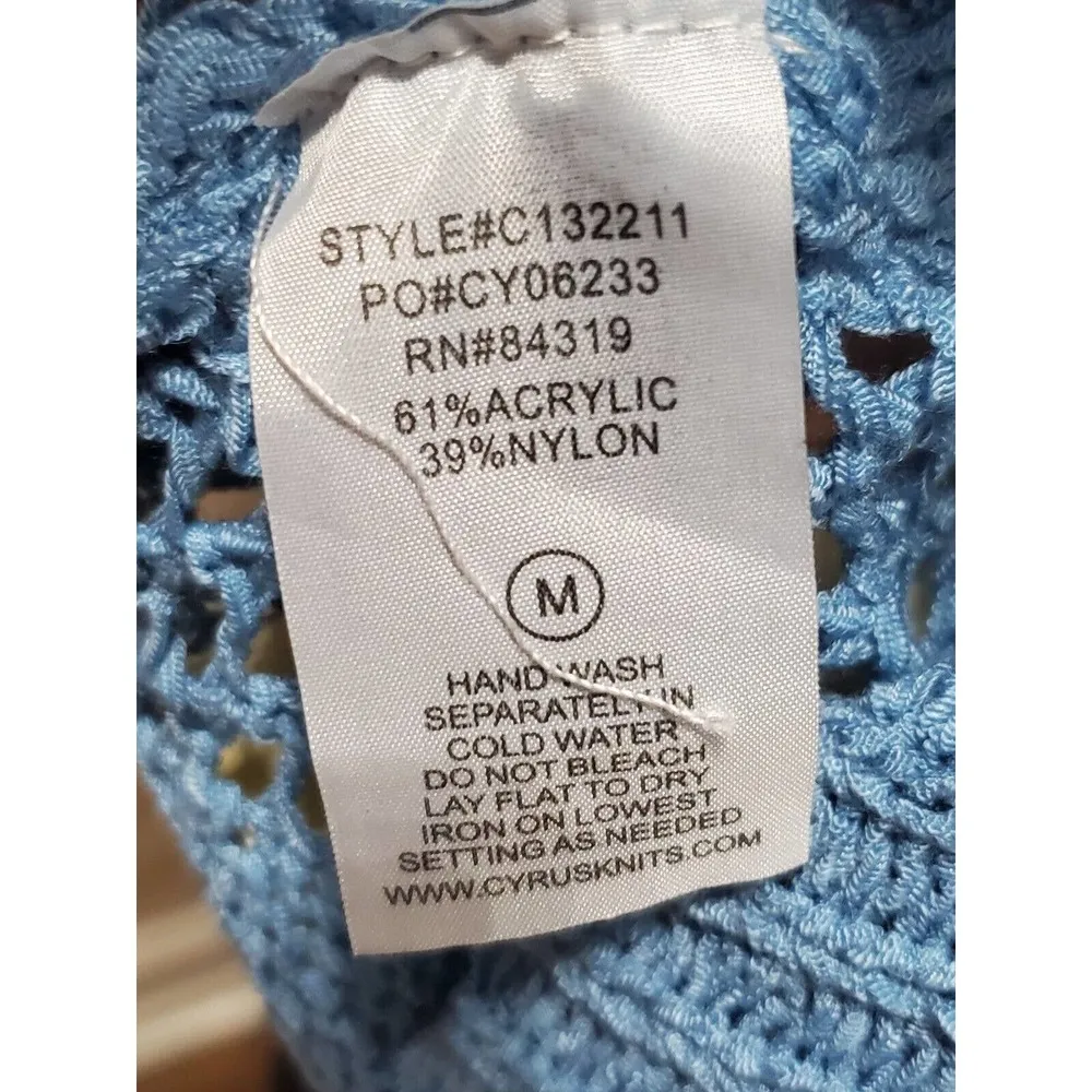 Cyrus Women's Blue Solid Acrylic Round Neck Sleeveless Pullover Sweater Size M - Image 11