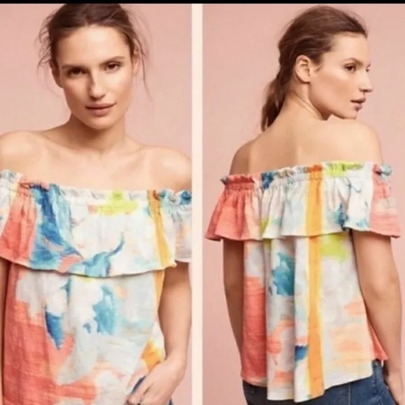 NWOT Anthropologie off the shoulder top Orange Size XS - Image 2